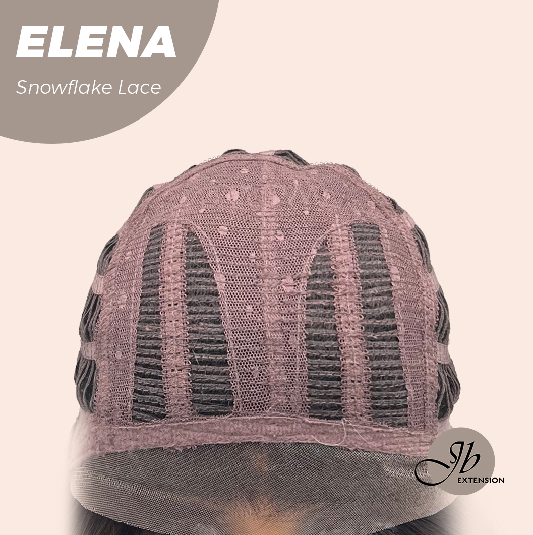 JBEXTENSION 18 Inches Natural Black Pre-Cut Snowflake Lace Frontlace Glueless Wig ELENA【PERMATEASE】【BENDY EAR TABS】