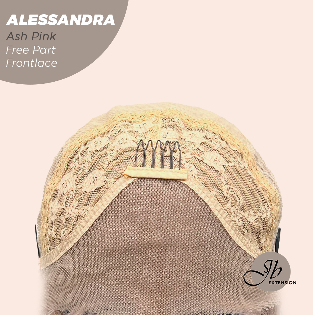 JBEXTENSION 20 Inches Ash Pink Curly Fiber X, Tangle Less Pre-Cut Free Part Frontlae Glueless Wig ALESSANDRA ASH PINK