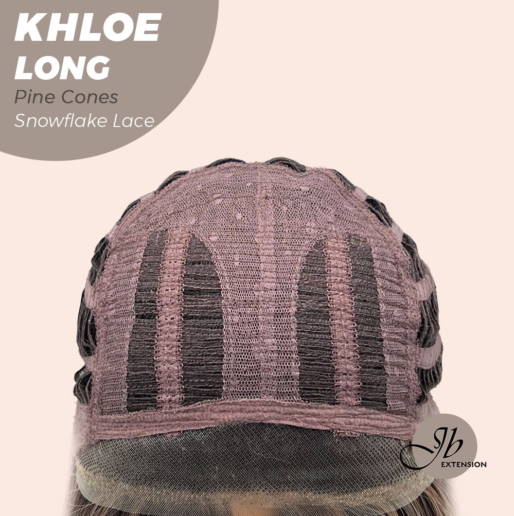 JBEXTENSION 18 Inches Pine Cones Pre-Cut Snowflake Lace Frontlace Glueless Wig KHLOE LONG PINE CONES【PERMATEASE】【BENDY EAR TABS】