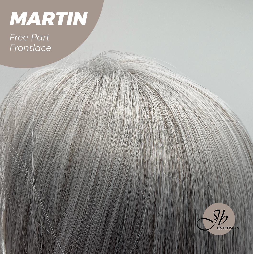 JBEXTENSION 12 Inches Bob Cut Grey 13X3 Lace Pre-Cut Free Part Frontlace Wig MARTIN