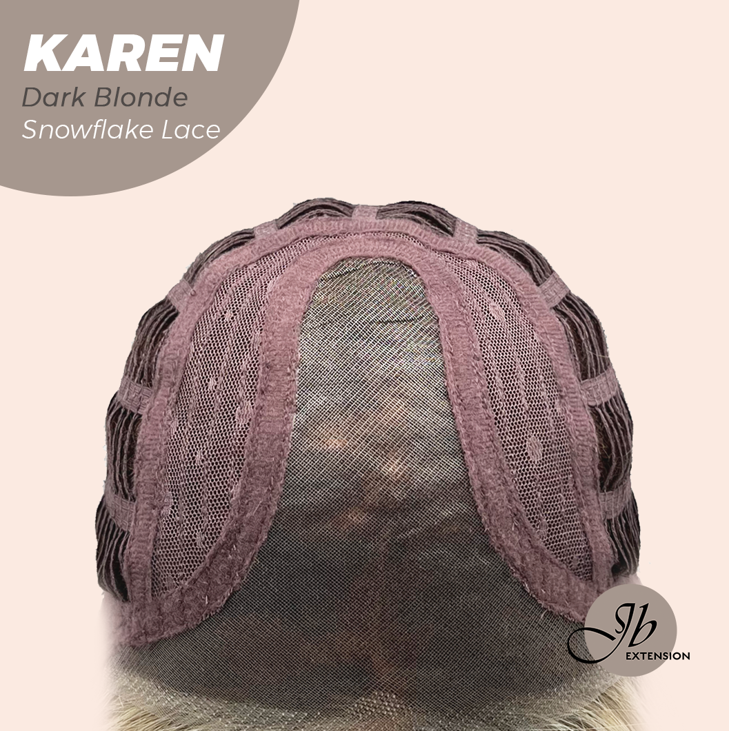 JBEXTENSION 18 Inches Dark Blonde Pre-Cut T Part Snowflake Lace Frontlace Glueless Wig KAREN DARK BLONDE【BENDY EAR TABS】