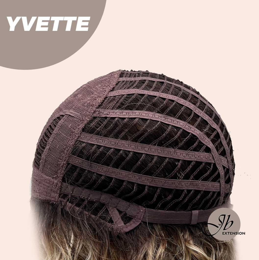 JBEXTENSION 14 Inches Extra Curly Blonde with Brown Highlight Wig Women Fashion Full Machine Wig YVETTE【PLUS PERMATEASE】【BENDY EAR TABS】