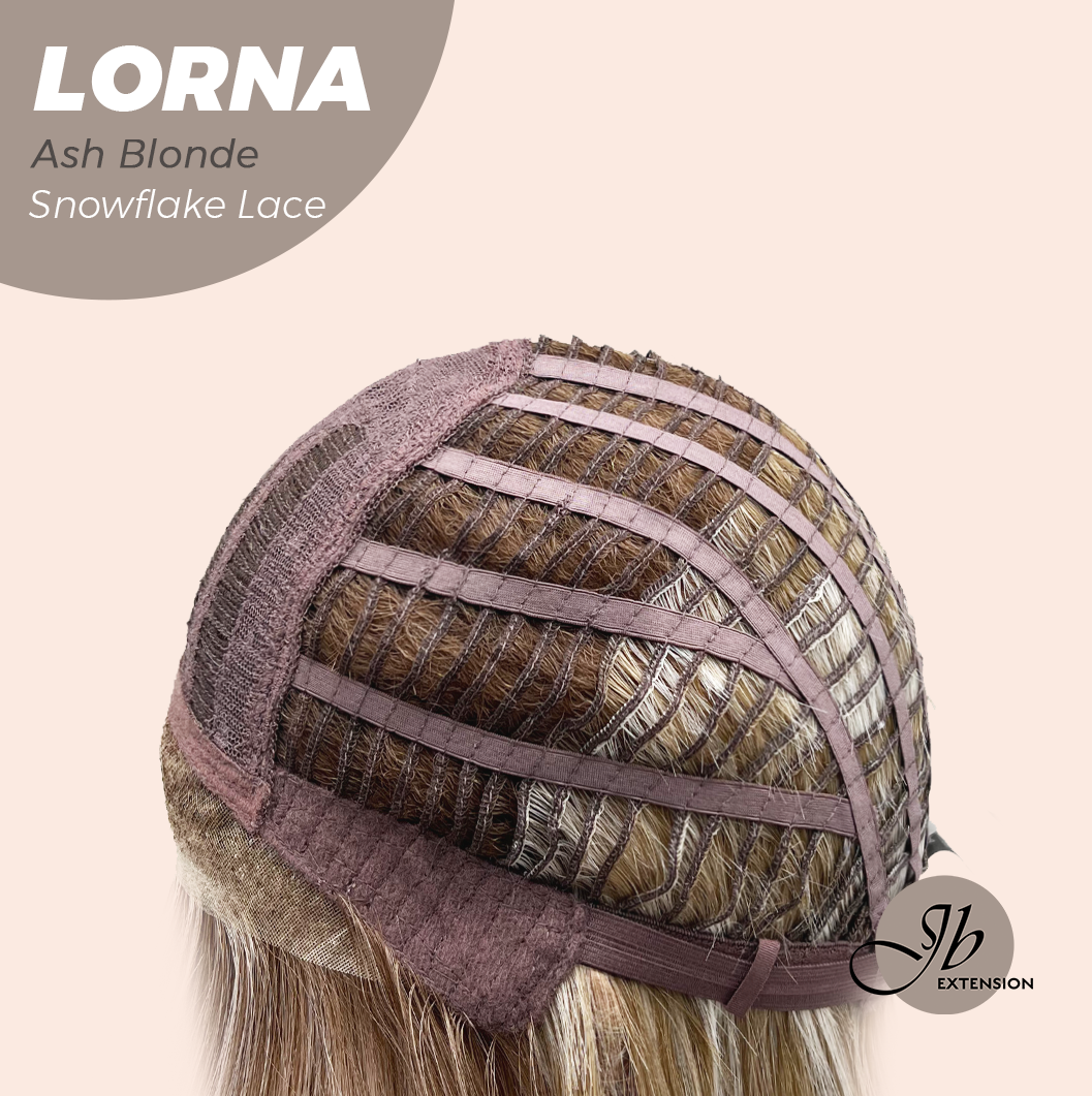 JBEXTENSION 18 Inches Ash Blonde Curly Pre-Cut Snowflake Lace Frontlace Glueless Wig LORNA SNOWFLAKE ASH BLONDE【PERMATEASE】【BENDY EAR TABS】