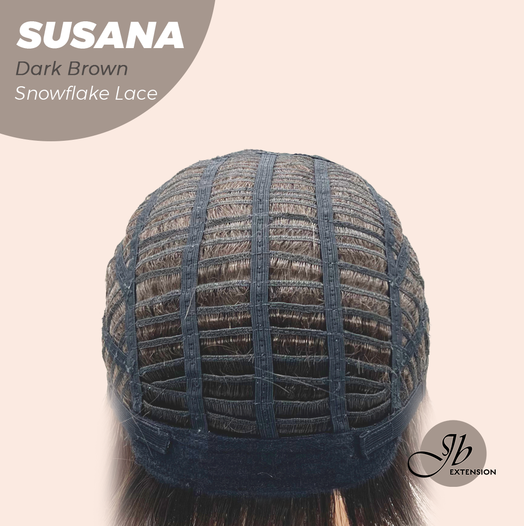 JBEXTENSION 9 Inches Dark Brown Pre-Cut Side Part Snowflake Lace Frontlace Glueless Wig SUSANA DARK BROWN【BENDY EAR TABS】