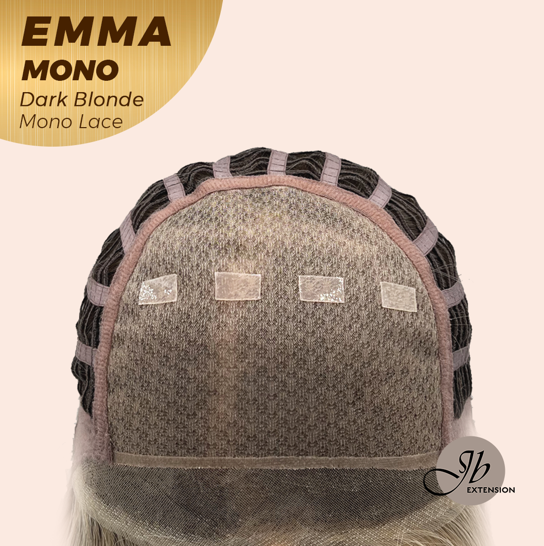 JBEXTENSION EMMA MONO Monofilament Handmade Wig 6X5 Full Monofilament Hand Tied Top Wig 14 Inche Dark Blonde Mono Lace Wig With Anti-slip Silicone Strips Glueless Wig EMMA MONO DARK BLONDE【BENDY EAR TABS】
