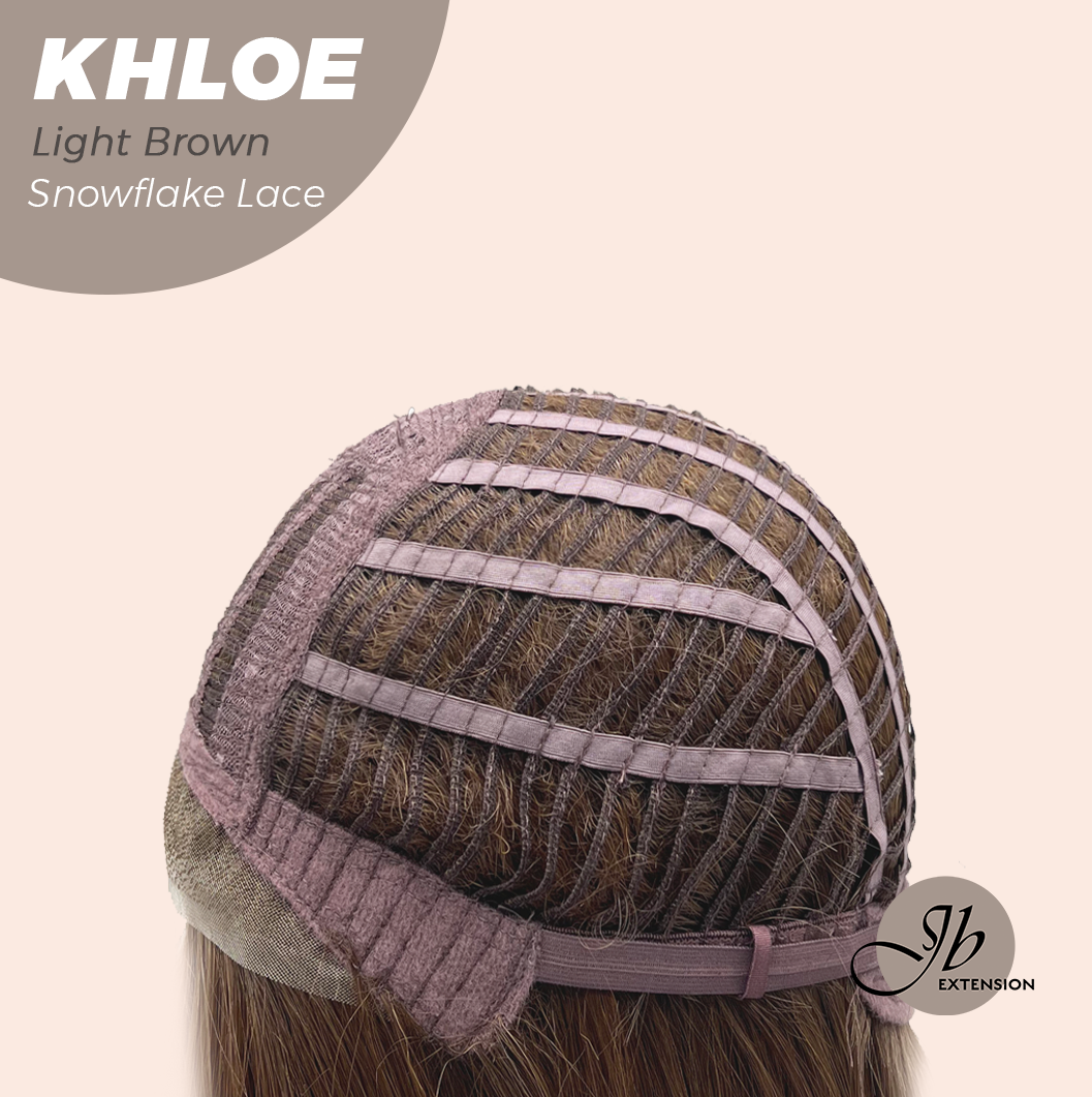 JBEXTENSION 12 Inches Bob Cut Light Brown Pre-Cut Snowflake Lace Frontlace Glueless Wig KHLOE LIGHT BROWN【PERMATEASE】【BENDY EAR TABS】- M/L