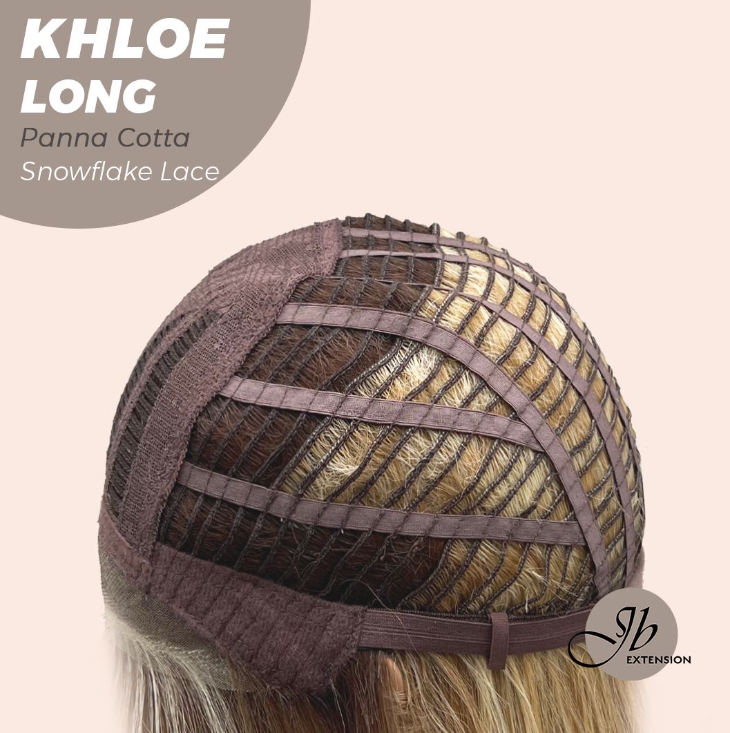 JBEXTENSION 18 Inches Panna Cotta Pre-Cut Snowflake Lace Frontlace Glueless Wig KHLOE LONG PANNA COTTA【PERMATEASE】【BENDY EAR TABS】