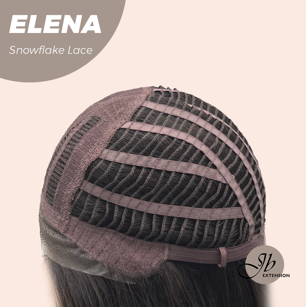 JBEXTENSION 18 Inches Natural Black Pre-Cut Snowflake Lace Frontlace Glueless Wig ELENA【PERMATEASE】【BENDY EAR TABS】