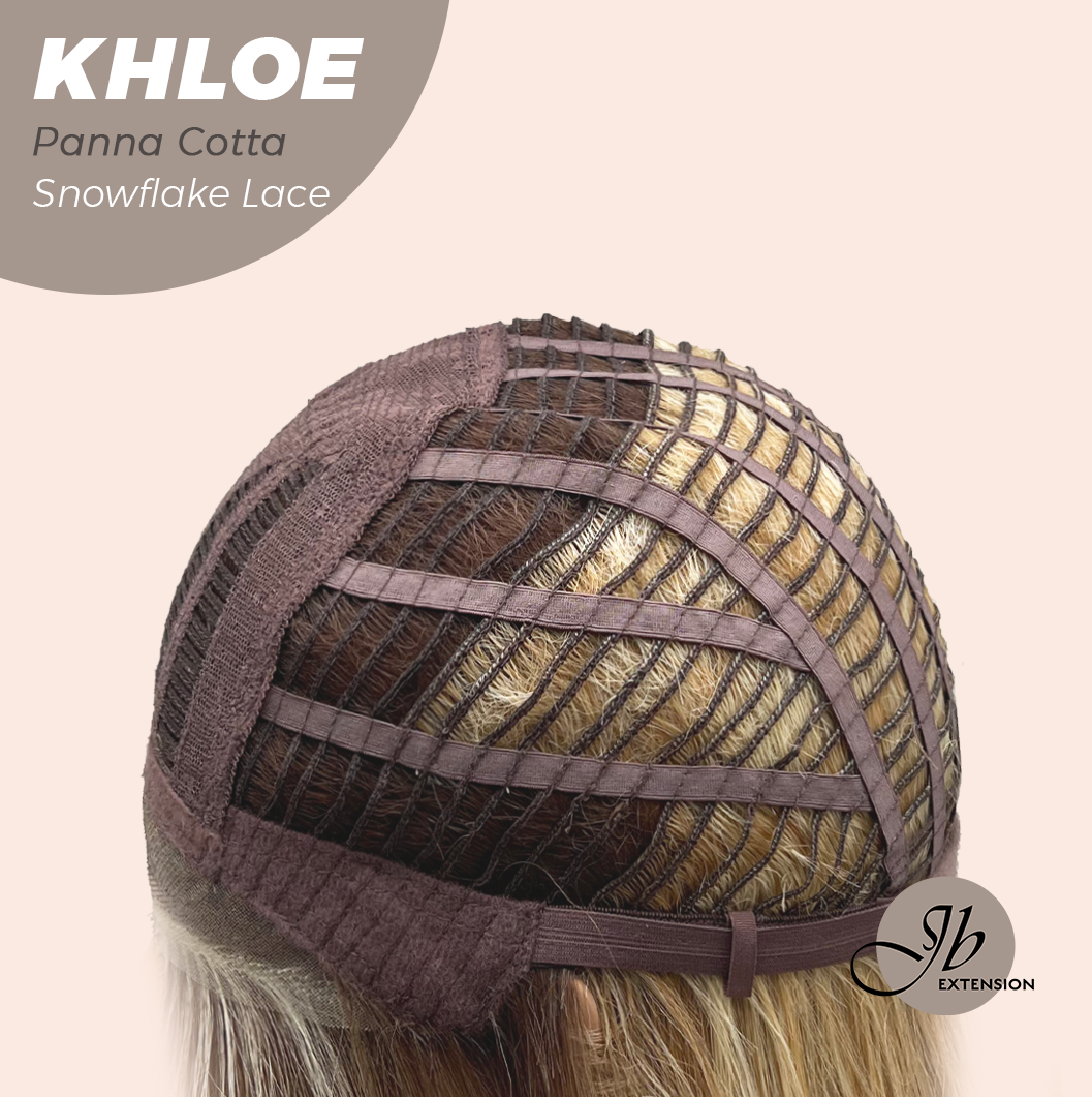JBEXTENSION 12 Inches Bob Cut Panna Cotta Pre-Cut Snowflake Lace Frontlace Glueless Wig KHLOE PANNA COTTA【PERMATEASE】【BENDY EAR TABS】