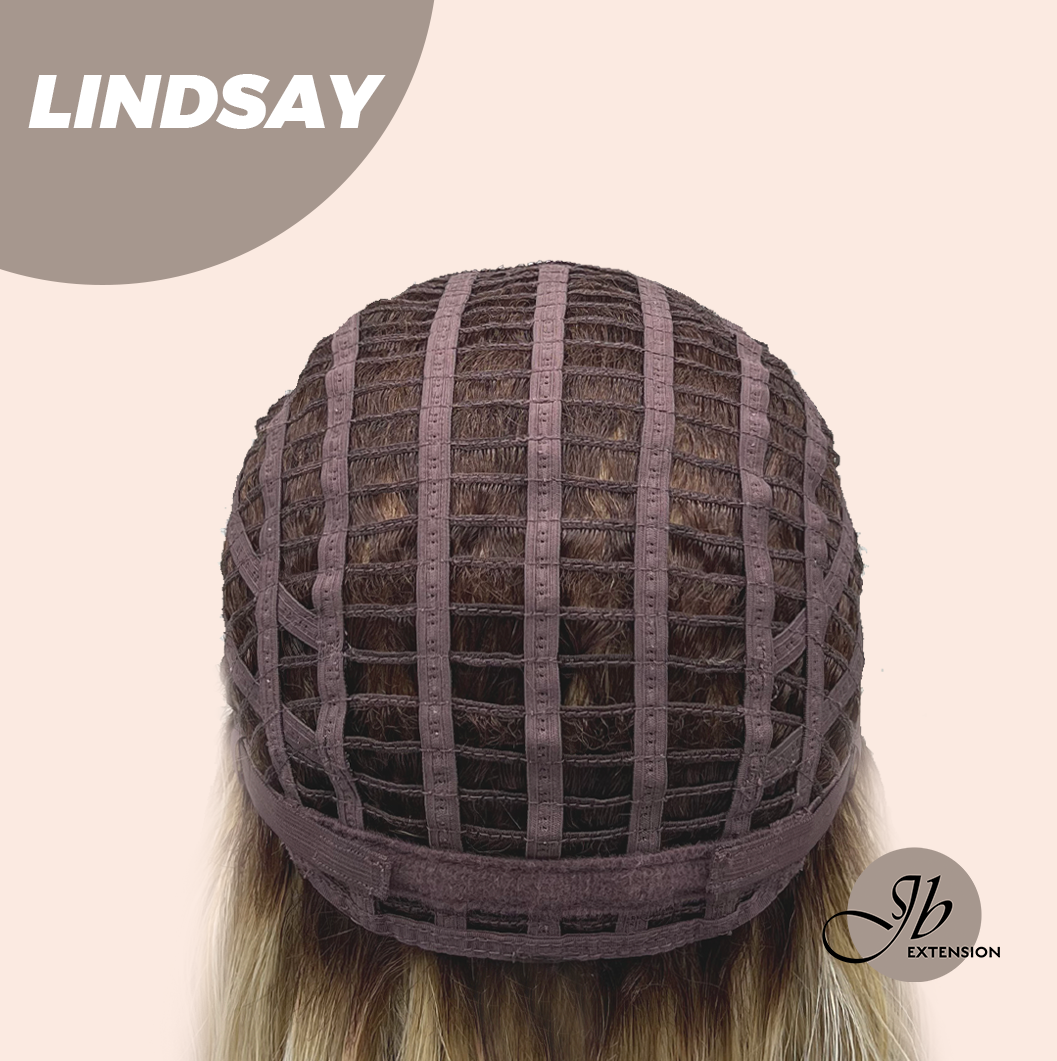 JBEXTENSION 18 Inches Curly Blonde Women Fashion Full Machine Wig LINDSAY【PLUS PERMATEASE】【BENDY EAR TABS】