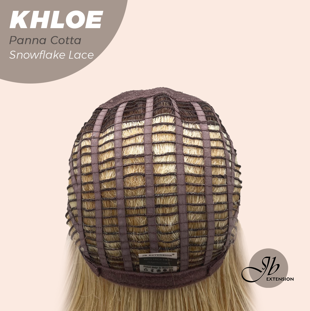 JBEXTENSION 12 Inches Bob Cut Panna Cotta Pre-Cut Snowflake Lace Frontlace Glueless Wig KHLOE PANNA COTTA【PERMATEASE】【BENDY EAR TABS】