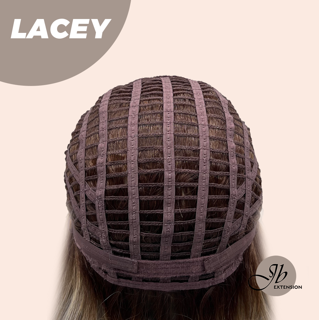 JBEXTENSION 18 Inches Curly Mix Grey Wig with Dark Root Women Fashion Full Machine Wig LACEY【PLUS PERMATEASE】【BENDY EAR TABS】