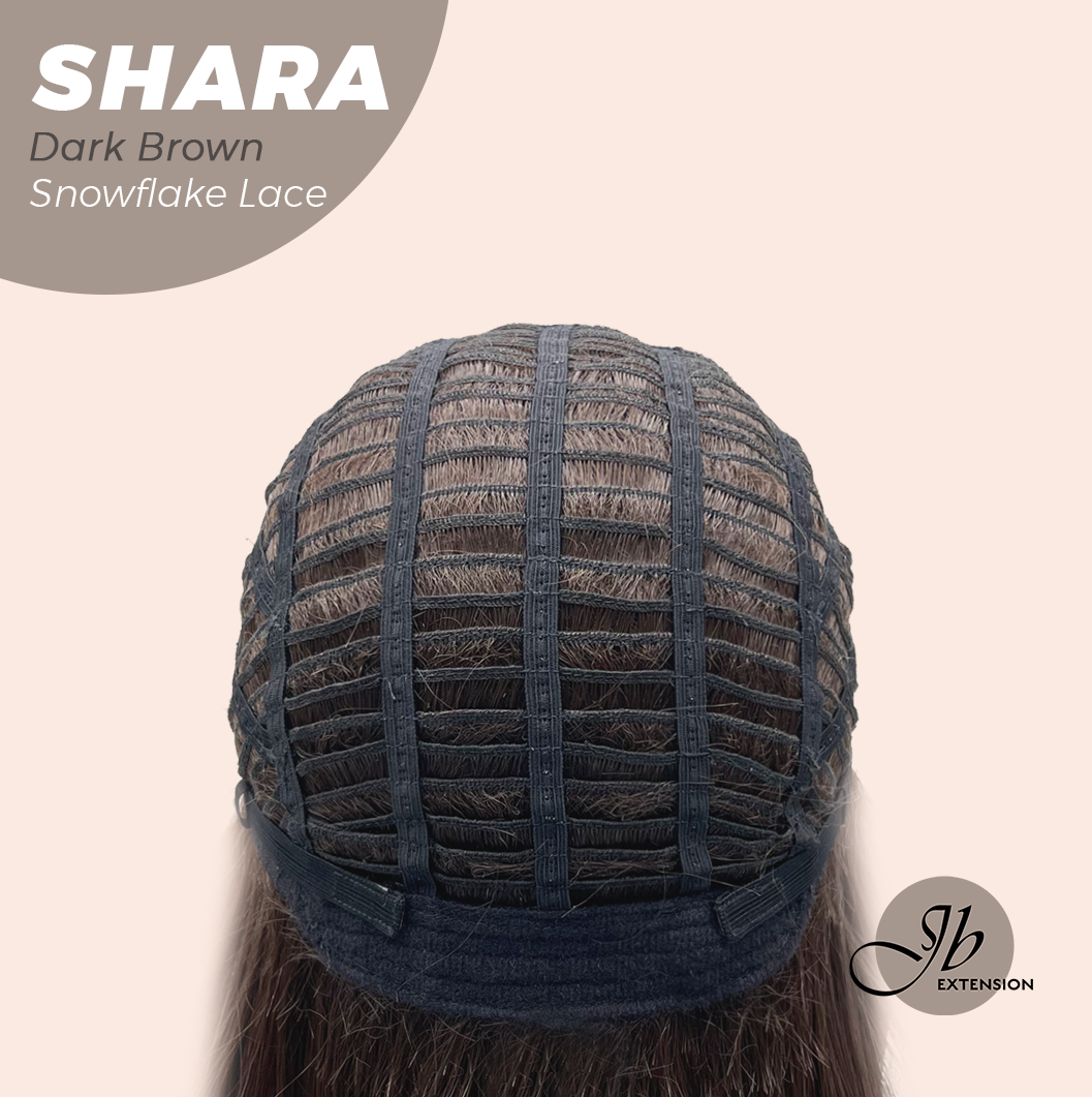 [PRE-ORDER] JBEXTENSION 17 Inches Curly Dark Brown Pre-Cut T Part Snowflake Lace Frontlace Glueless Wig SHARA DARK BROWN【BENDY EAR TABS】