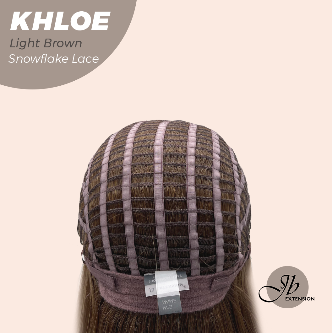JBEXTENSION 12 Inches Bob Cut Light Brown Pre-Cut Snowflake Lace Frontlace Glueless Wig KHLOE LIGHT BROWN【PERMATEASE】【BENDY EAR TABS】- M/L