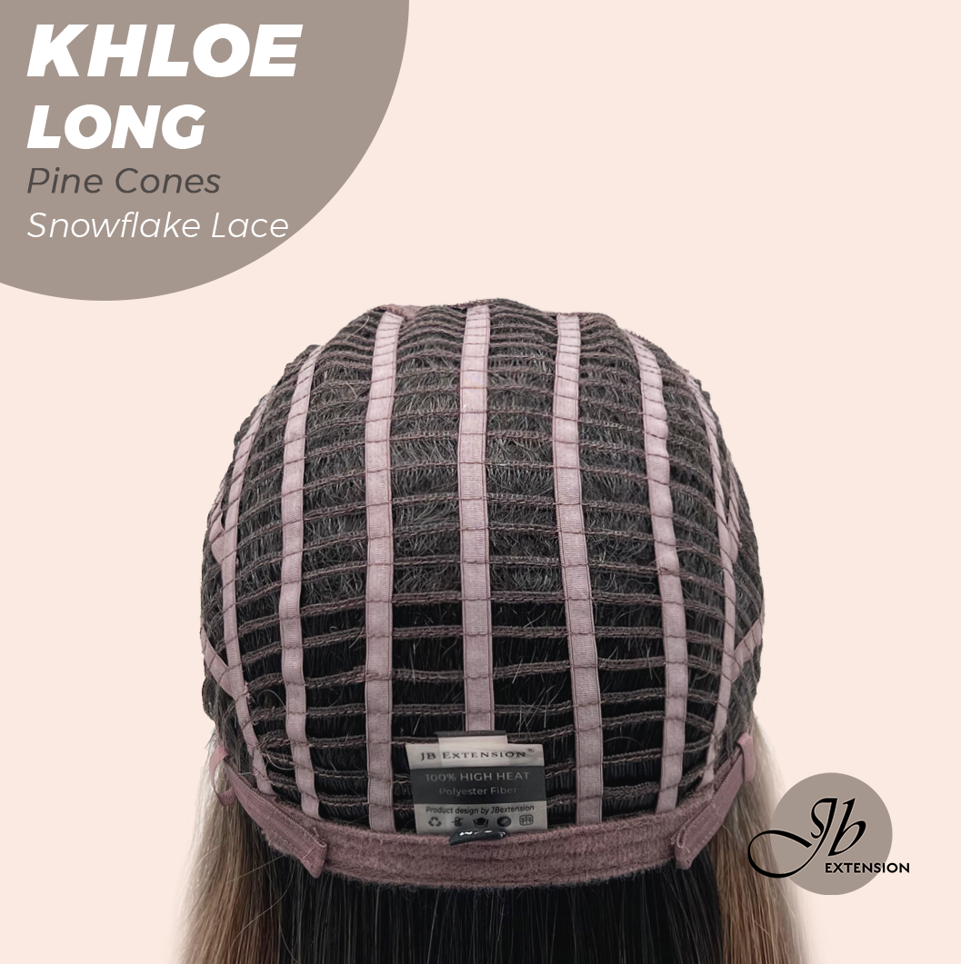 JBEXTENSION 18 Inches Pine Cones Pre-Cut Snowflake Lace Frontlace Glueless Wig KHLOE LONG PINE CONES【PERMATEASE】【BENDY EAR TABS】