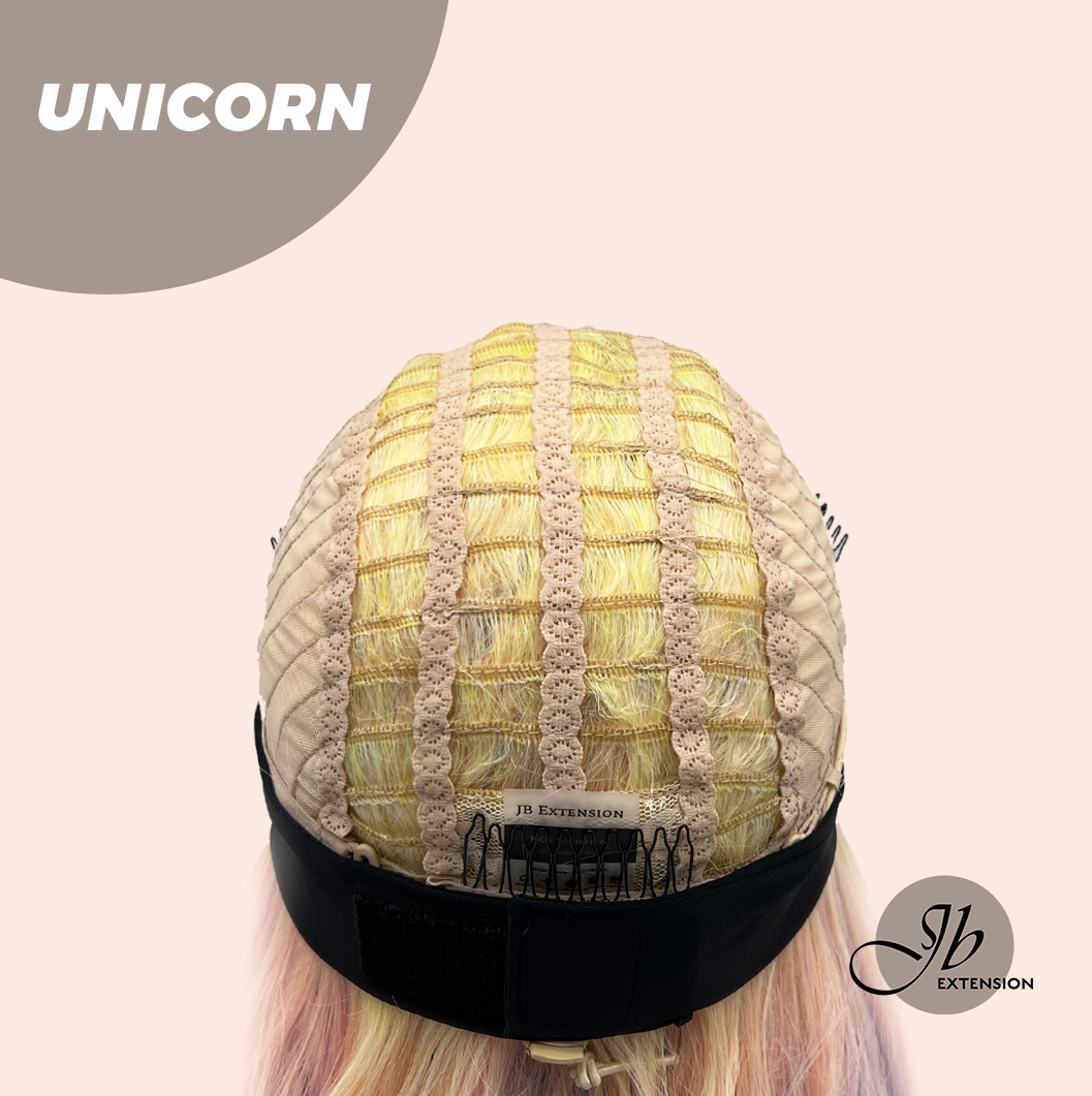 JBEXTENSION 26 Inches Curly Rainbow Color with Tinsel Halloween Style Headband Wig UNICORN