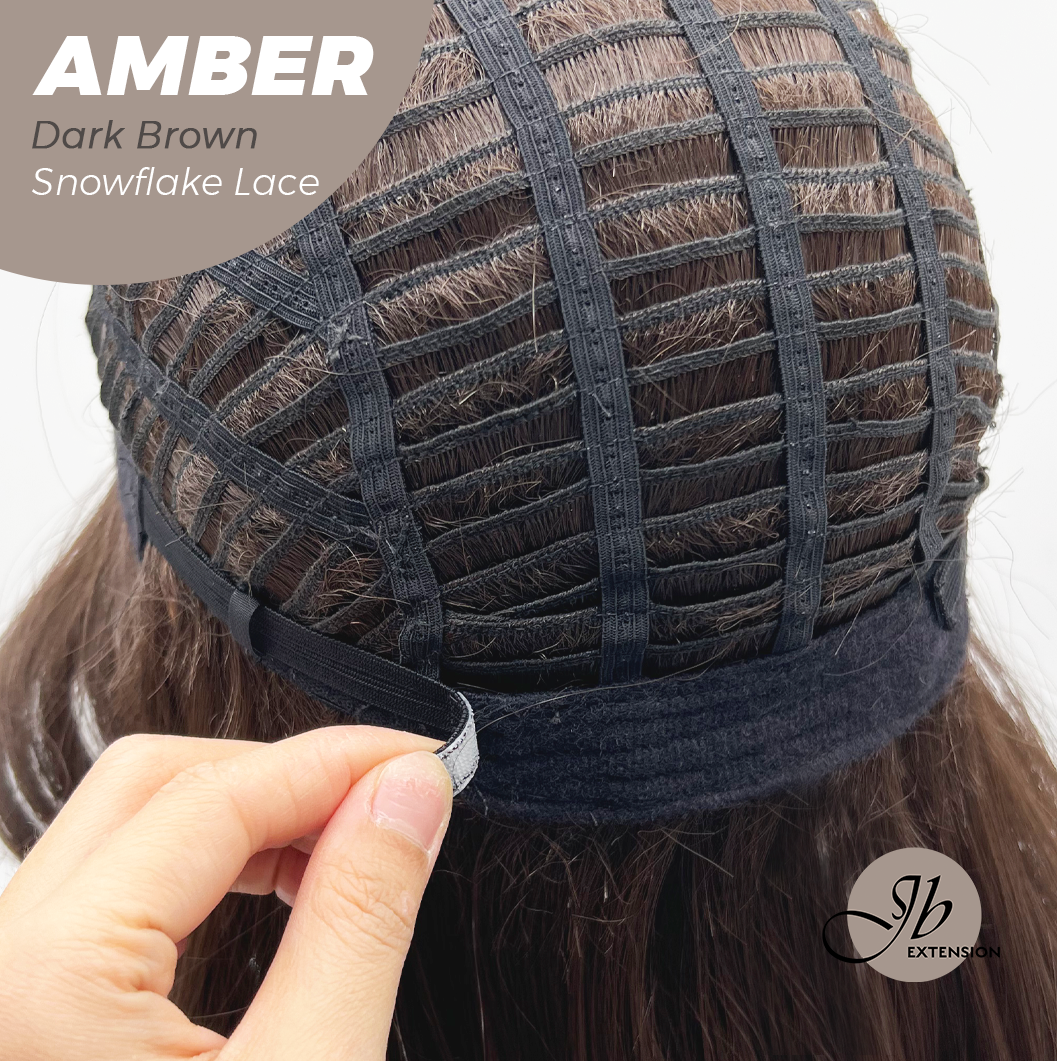 [PRE-ORDER] JBEXTENSION 21 Inches Straight Dark Brown Pre-Cut T Part Snowflake Lace Frontlace Glueless Wig AMBER DARK BROWN【BENDY EAR TABS】