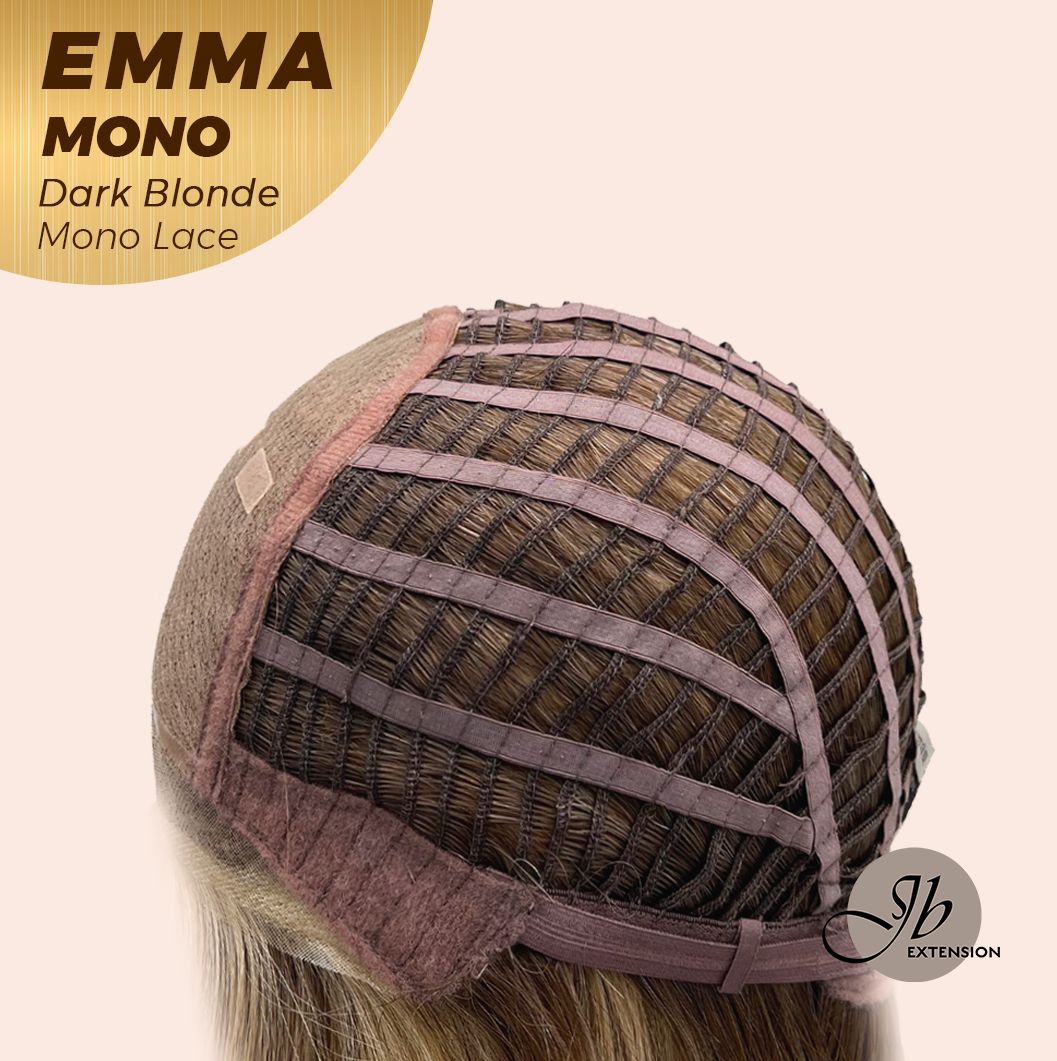 JBEXTENSION EMMA MONO Monofilament Handmade Wig 6X5 Full Monofilament Hand Tied Top Wig 14 Inche Dark Blonde Mono Lace Wig With Anti-slip Silicone Strips Glueless Wig EMMA MONO DARK BLONDE【BENDY EAR TABS】