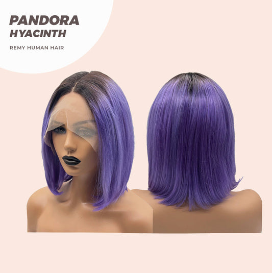 JBEXTENSION 12 Inches Bob Cut Frontlace Real Huaman Hair Crazy Color Wig PANDORA-HYACINTH