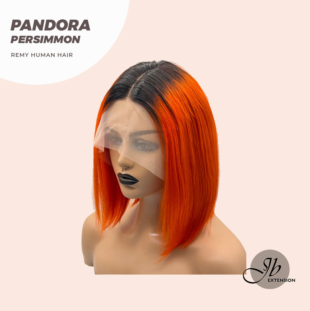 JBEXTENSION 12 Inches Bob Cut Frontlace Real Huaman Hair Crazy Color Wig PANDORA-PERSIMMON