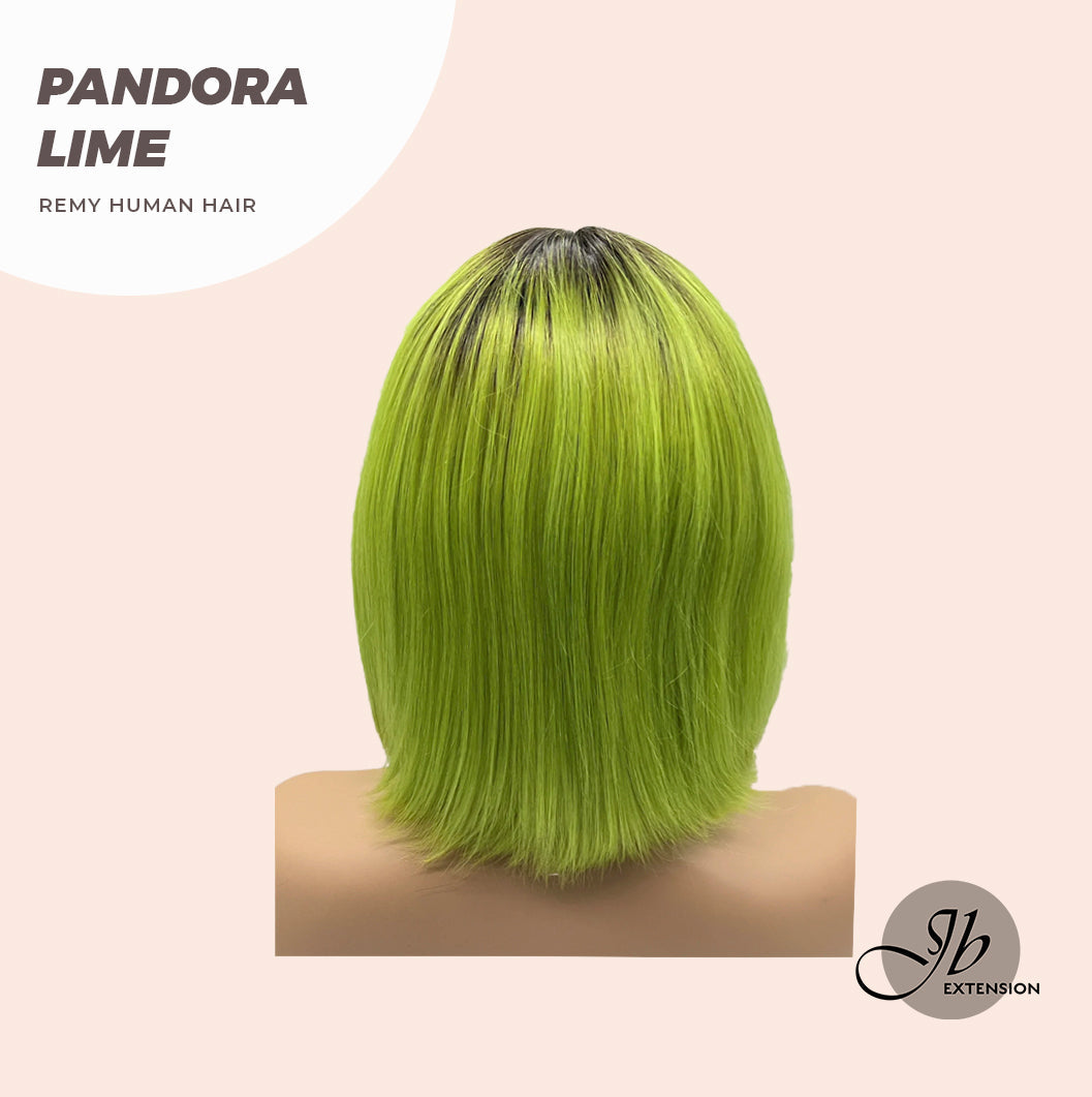 JBEXTENSION 12 Inches Bob Cut Frontlace Real Huaman Hair Crazy Color Wig PANDORA-LIME