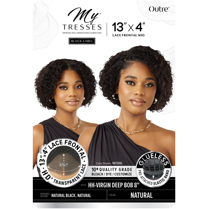 Outre My Tresses Black Label Glueless 100% Unprocessed Human Hair 13x4 HD Lace Front Wig - HH-VIRGIN DEEP BOB 8"