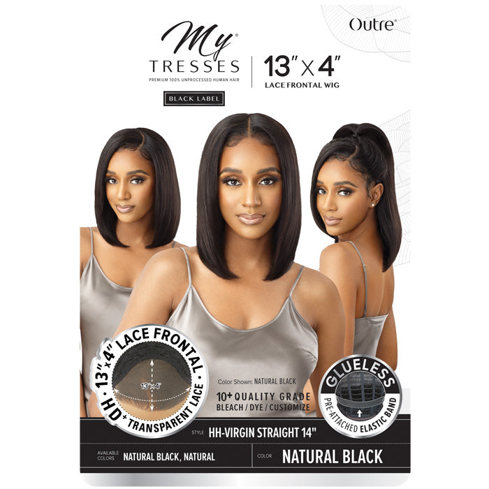 Outre My Tresses Black Label 100% Unprocessed Human Hair Glueless 13x4 HD Lace Front Wig - HH-VIRGIN STRAIGHT 14"