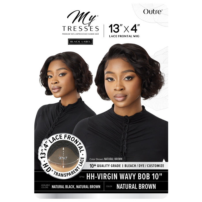 Outre My Tresses Black Label Premium 100% Unprocessed Human Hair HD 13x4 Lace Front Wig - HH-VIRGIN WAVY BOB 10"
