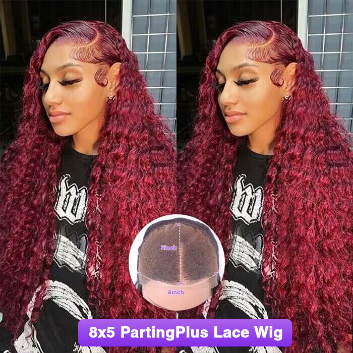 Burgundy 99J Color Wig Glueless 8*5 Pre Cut HD Lace Closure Wigs Ready & Go Wig