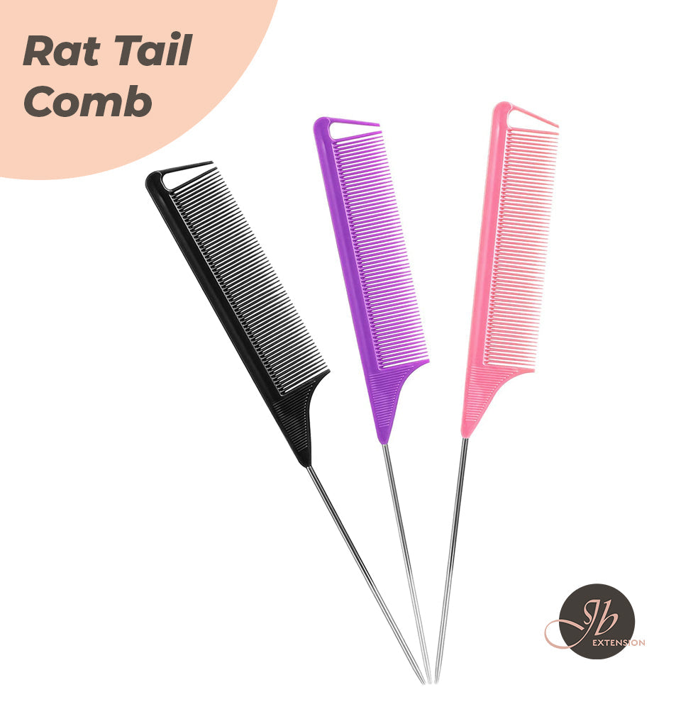 JBextension Carbon Hair Rat Tail Combs Parting Rattail Combs Teasing Fine Tooth Comb Metal Hair Pick Detangling Combs for Women for Curly Hair