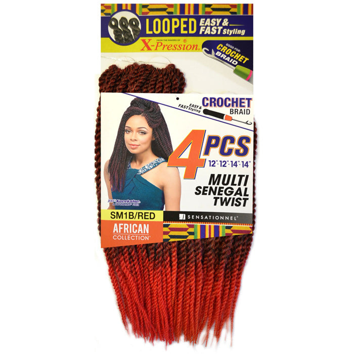 Sensationnel African Collection Loop Crochet Braid - MULTI SENEGAL TWIST 4 PCS 12/14"