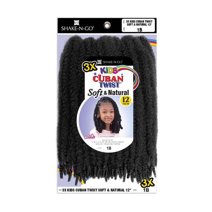 Equal by Shake N Go Crochet Braids 3x Kids Cuban Twist - SOFT & NATURAL 12"