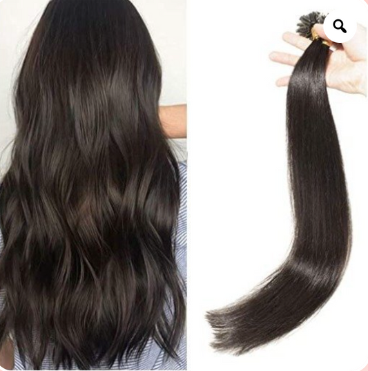 U Tip Hair Extensions Human Hair Color 2 D.Brown Fusion Nail Tip  1 Gram Per Strand 20 Strand