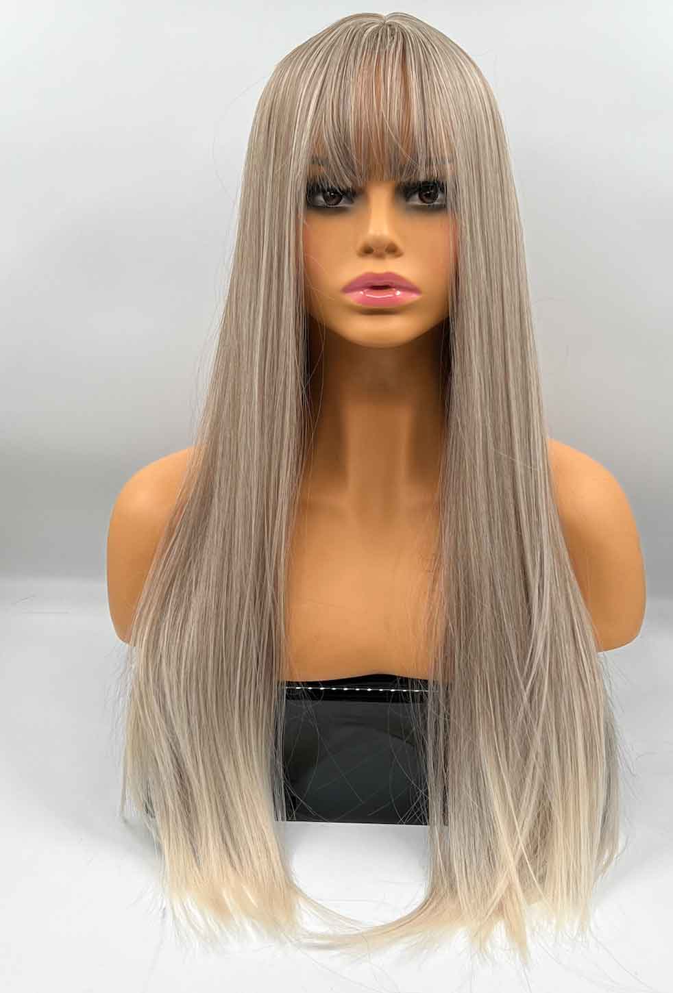 JBEXTENSION 28 Inches Long Straight Mix Blonde Wig With Bangs MANDY