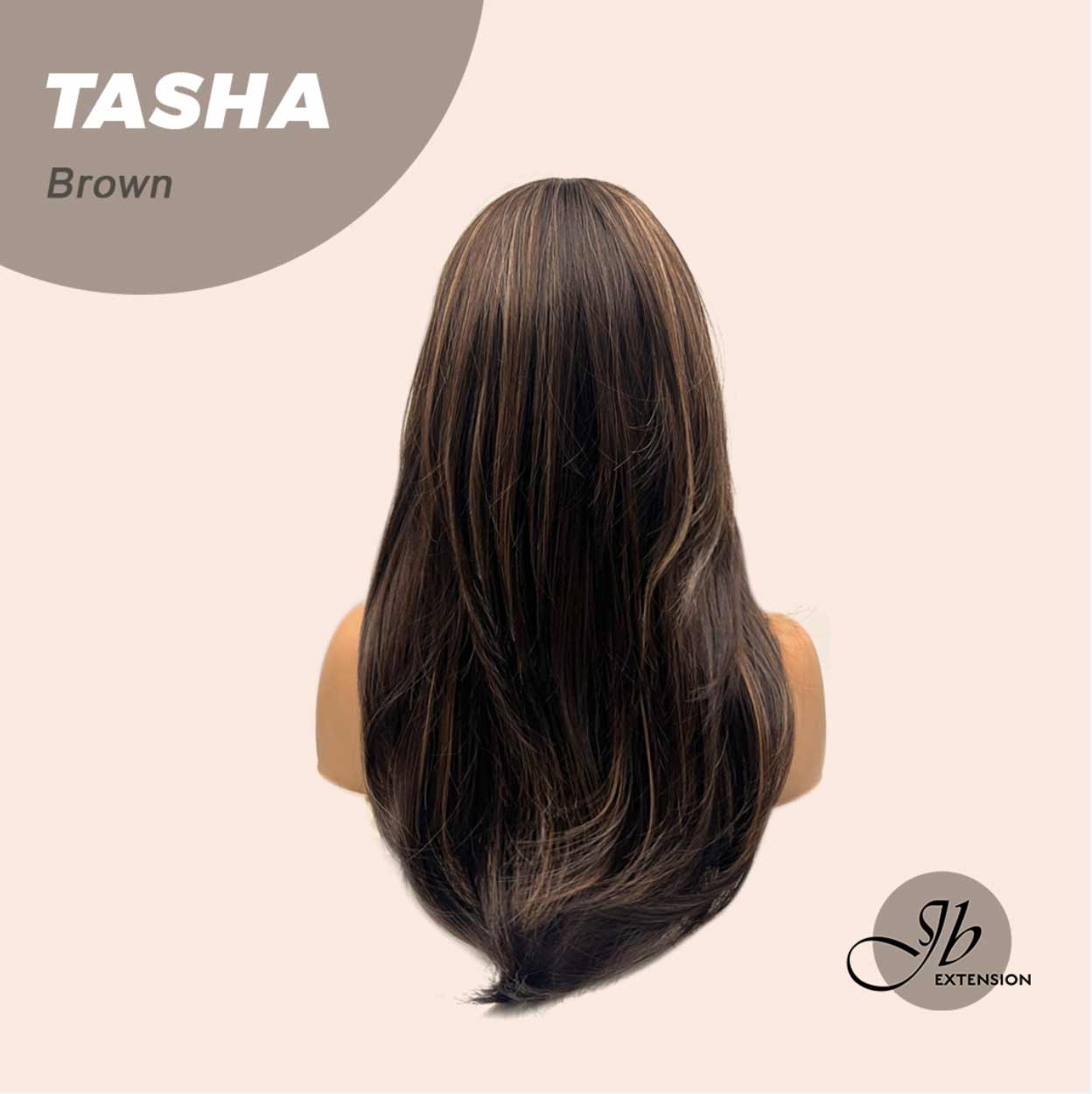 JBEXTENSION 24 Inches Wolf Cut Brown Women Wig With Bangs TASHA BROWN