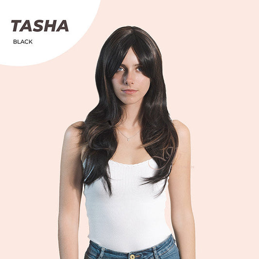 JBEXTENSION 24 Inches Wolf Cut Black Women Wig With Bangs TASHA BLACK
