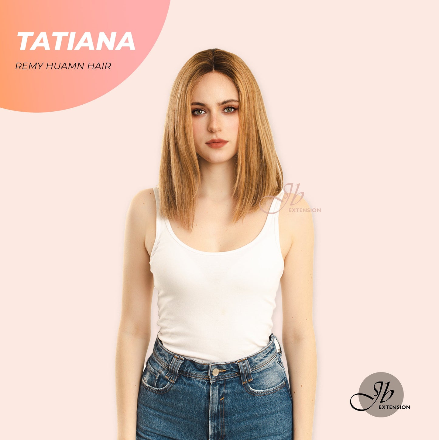 JBEXTENSION 12 Inches Remy Human Hair Mix Blonde With Highlight Wig TATIANA