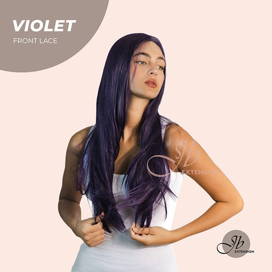 JBEXTENSION 26 Inches Dark Purple Color Long Straight Frontlace Glueless Wig VIOLET