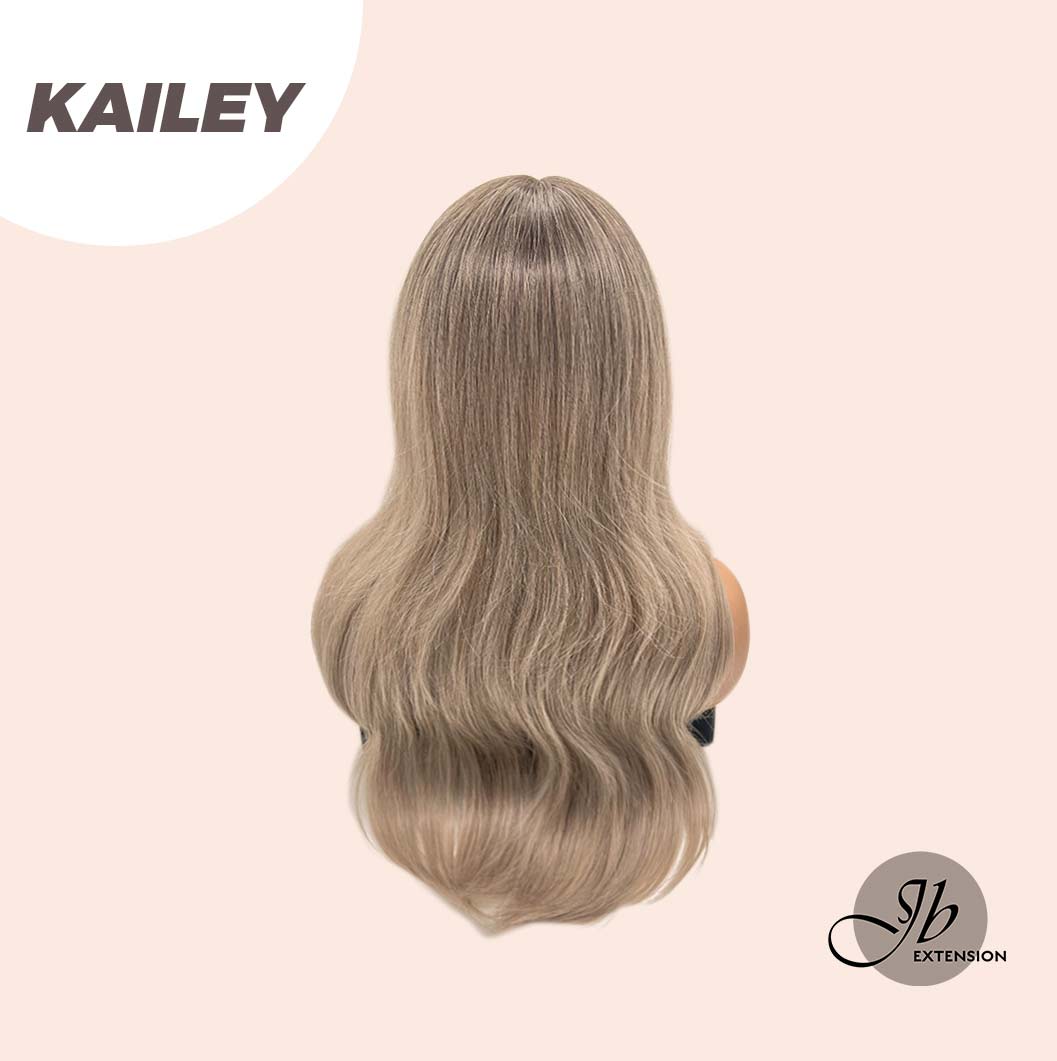 JBEXTENSION 25  Inches Curly Cold Blonde Wig With Bangs KAILEY