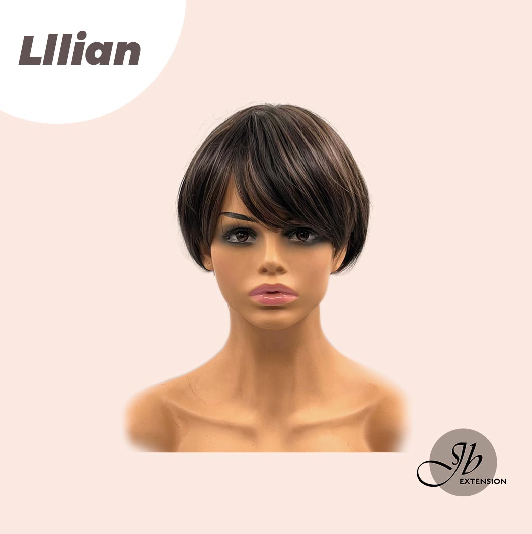 JBEXTENSION 8 Inches Pixie Cut Black Mix Brown Color Wig LILLIAN