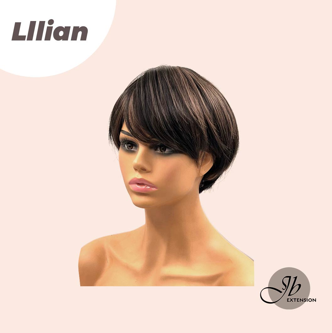JBEXTENSION 8 Inches Pixie Cut Black Mix Brown Color Wig LILLIAN