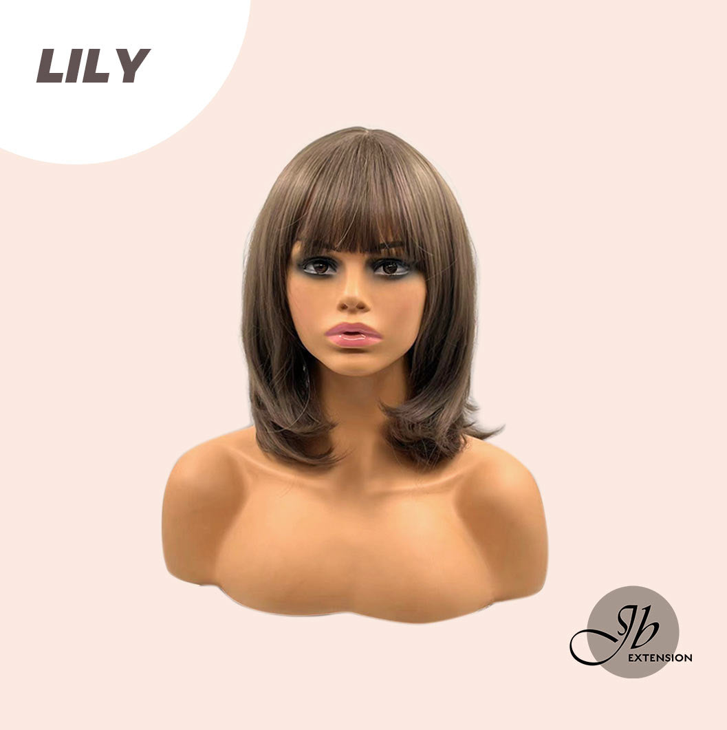JBEXTENSION 12 Inches Short Bob Brown Hair Wig With Bangs LILY