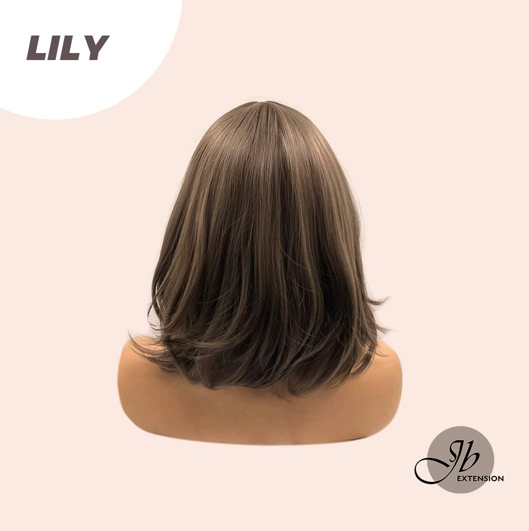 JBEXTENSION 12 Inches Short Bob Brown Hair Wig With Bangs LILY