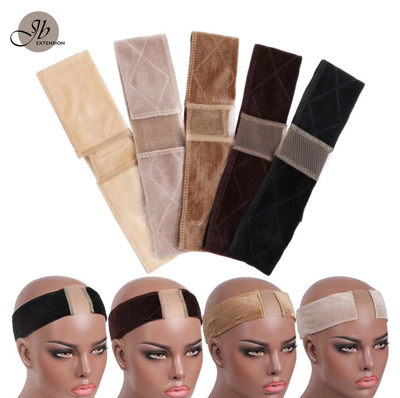 JBextension Non Slip Breathable Thin Head Hair Band To Keep Wig T part Lace Wig Grip Salon Holder Velvet T Part Lace Headband