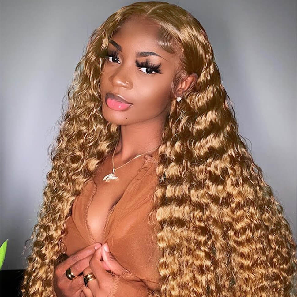 Honey Blonde Deep Wave Wig 13x4 13x6 Skin Melt HD Transparent Lace Front Human Hair Wigs