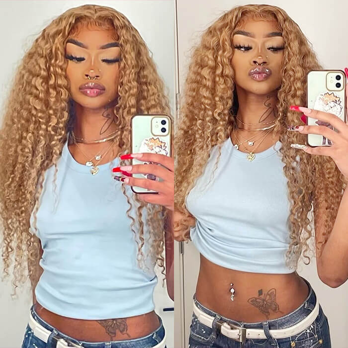 Honey Blonde Deep Wave Wig 13x4 13x6 Skin Melt HD Transparent Lace Front Human Hair Wigs