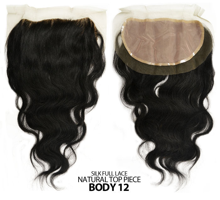 Sensationnel Bare & Natural 100% Brazilian Virgin Remi SILK FULL LACE NATURAL TOP 3 WAY PARTING PIECE STRAIGHT / BODY / WAVY 12" (4 x 4)