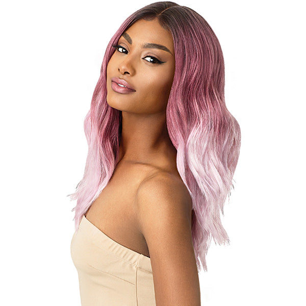 Outre Synthetic Color Bomb I Part Swiss Lace Front Wig - CELESTE