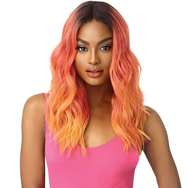 Outre Synthetic Color Bomb I Part Swiss Lace Front Wig - CELESTE