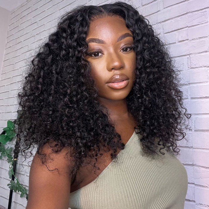 Glueless Wig Curly 8x5 Closure HD Lace Short Bob Wig Pre Cut & Plucked & Bleached